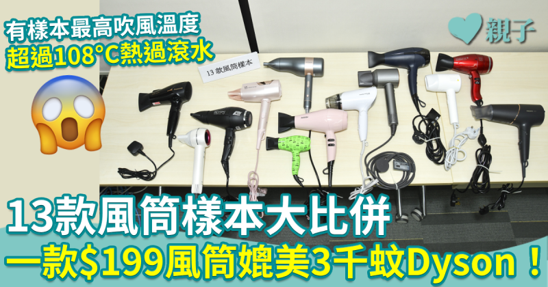 消委會測試︱13款風筒樣本大比併　最平$199米家媲美3千蚊Dyson！