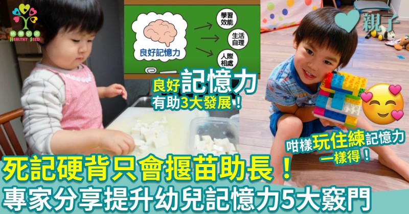 慈慧幼苗｜死記硬背只會揠苗助長　專家分享提升幼兒記憶力5大竅門