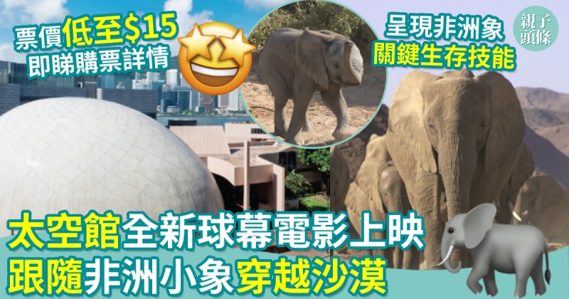 親子好去處｜太空館全新球幕電影上映　跟隨小象穿越沙漠　