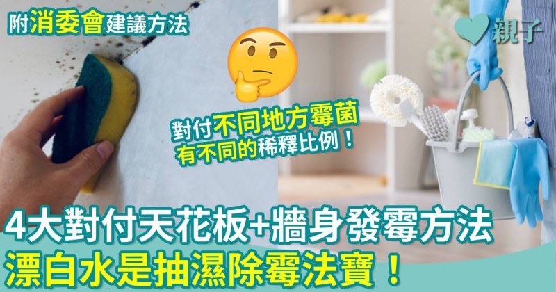 除霉菌貼士|4大對付天花板+牆身發霉方法 漂白水是抽濕除霉法寶?!